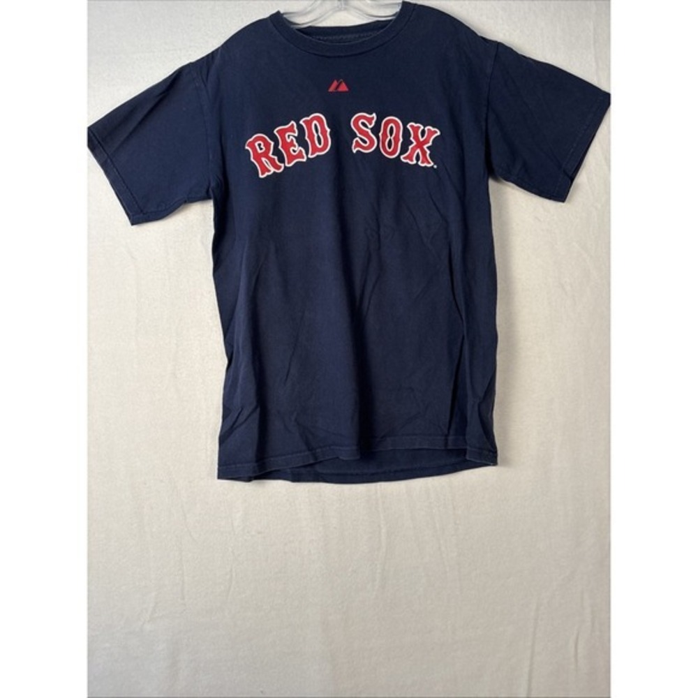 Boston Red‎ Sox Jersey T Shirt Majestic Pedroia MLB Baseball Blue Size S K1192